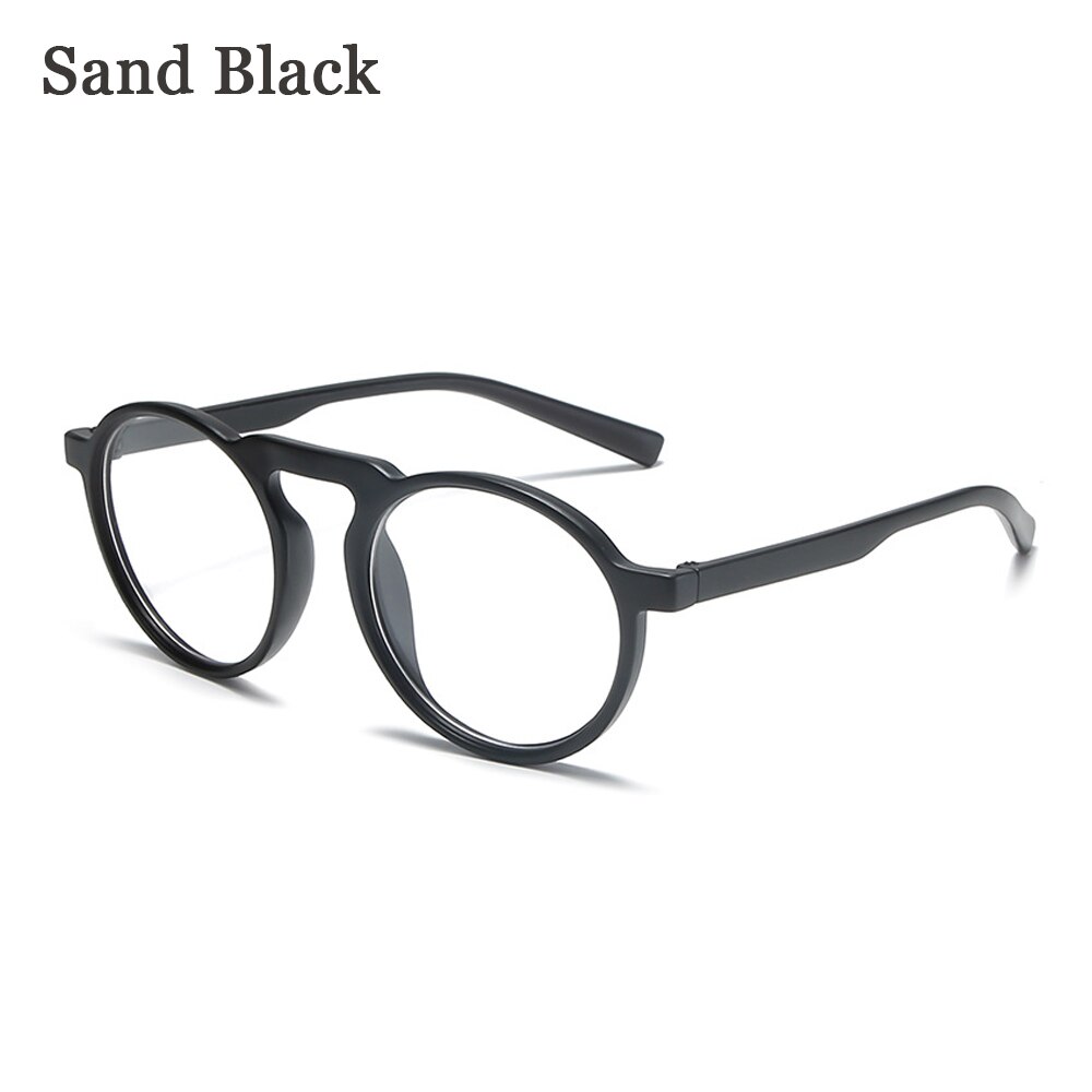 Transparent Round Frame Anti Blue Ray Glasses Optical Spectacle Ultralight Frames Computer Gaming Glasses Resin Lens Eyewear: sand black