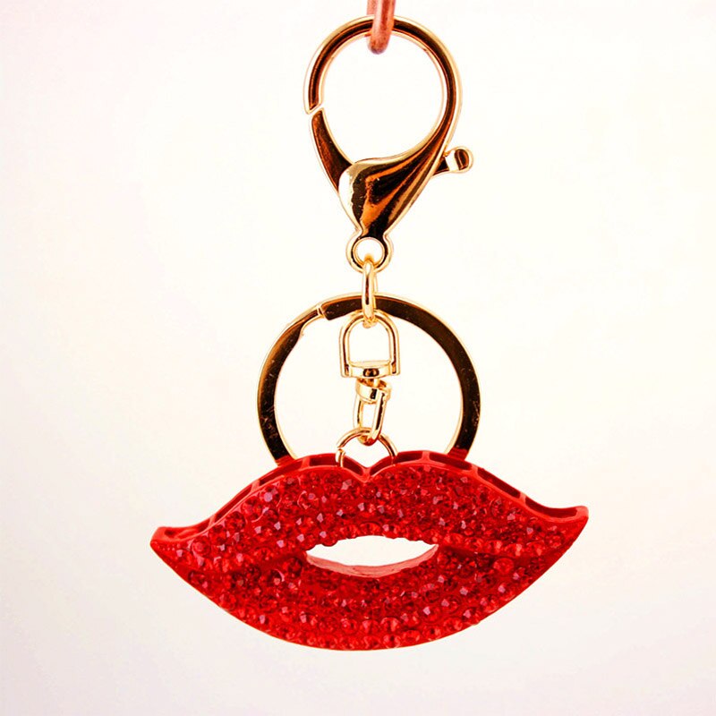 Rode Lippen Sleutelhanger Rhinestone Sleutelhangers Auto Sleutelhanger Meisjes Sexy Lippen Ketting Kleur Hanger Voor Vrouwen Lover 'S