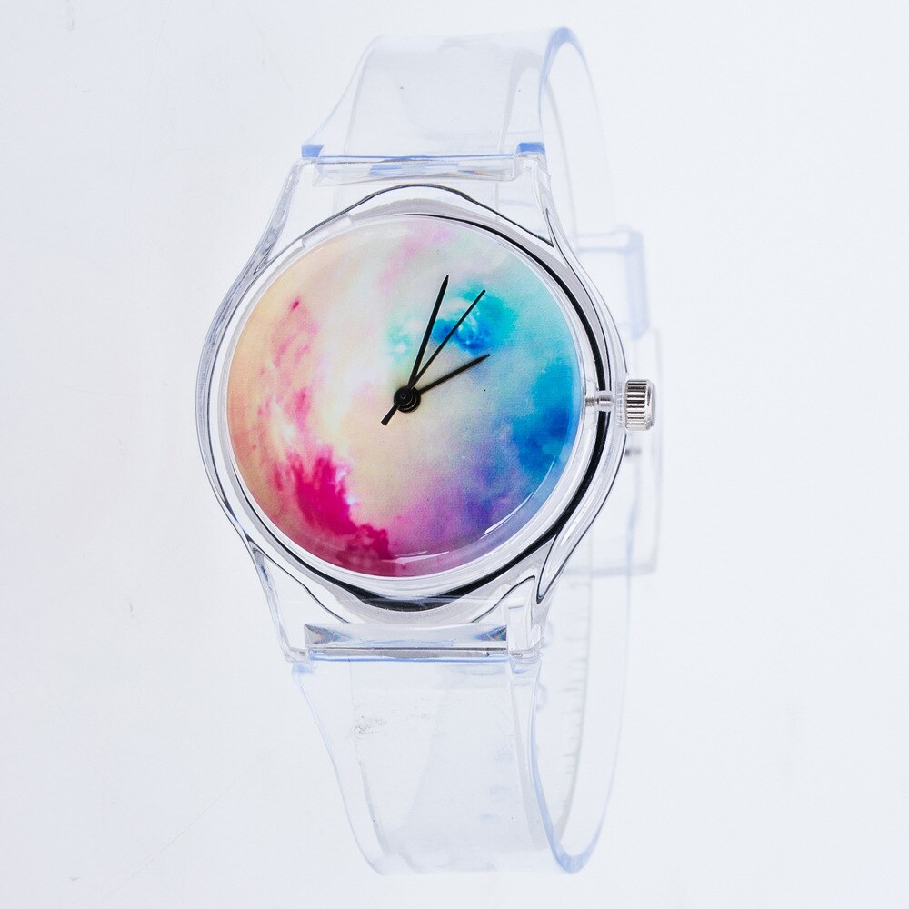 Transparent Watch Silicon Watches Women Sport Casual Quartz Starry sky Wristwatches Novelty Crystal Ladies Cartoon Reloj Mujer: d