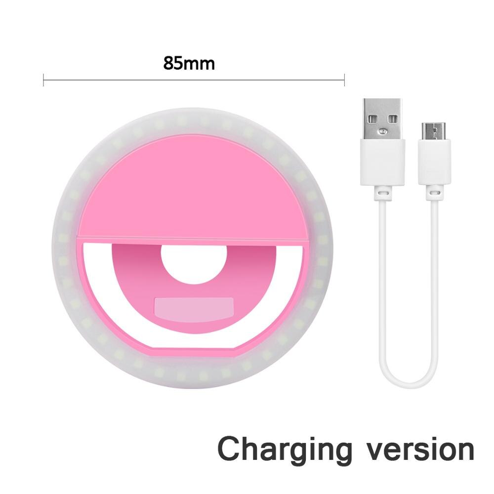 Led selfie ring nyhed lys ring klip til mobiltelefon fotolampe anel de luz para cellulær baggrundsbelysning til telefon: Plink usb-drevet