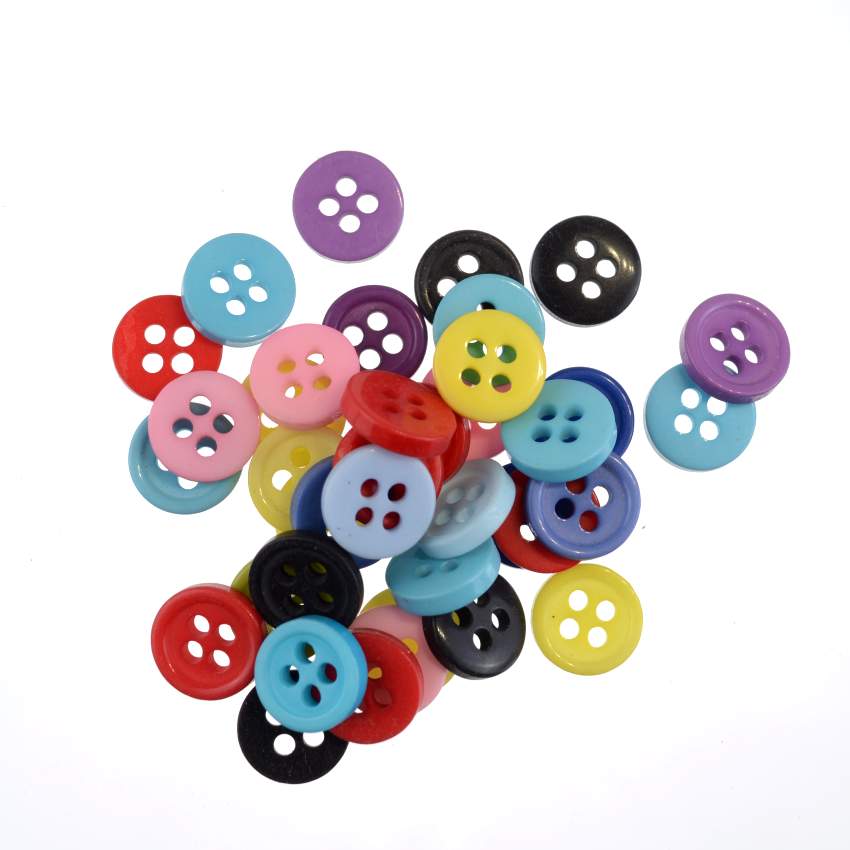 Boutons en plastique, 50/100 pièces, 9/11/15/20/25/30mm, couleur mixte, 4 trous en plastique, artisanat, couture de vêtements pour enfants, Notions de couture