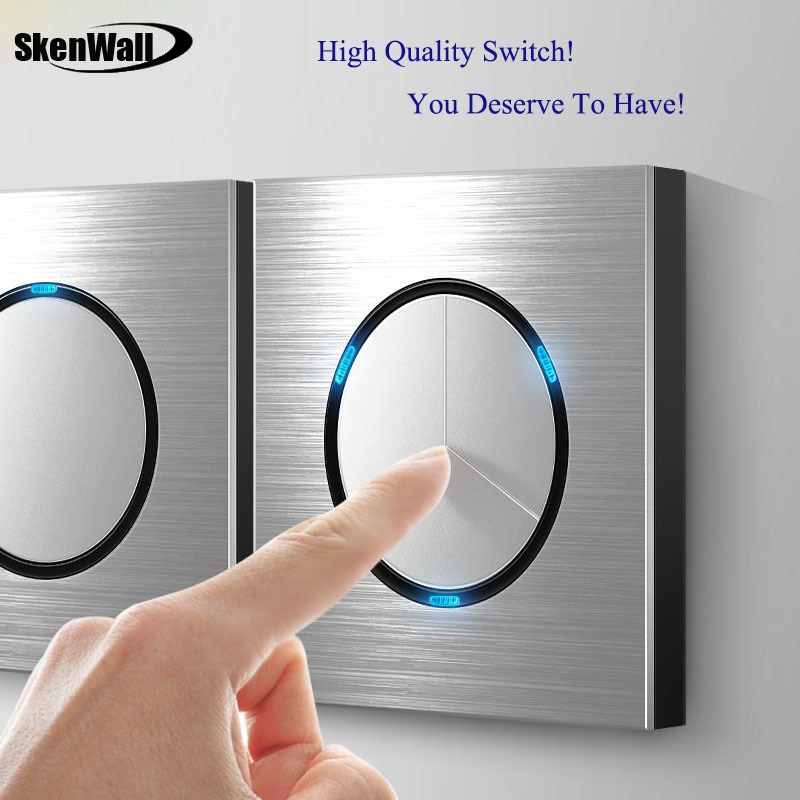 86 Type Dimmer Switch Fan Switch Wall Switch Household Silver Aluminum Alloy Panel LIght Switches EU UK France Socket 90V-250V