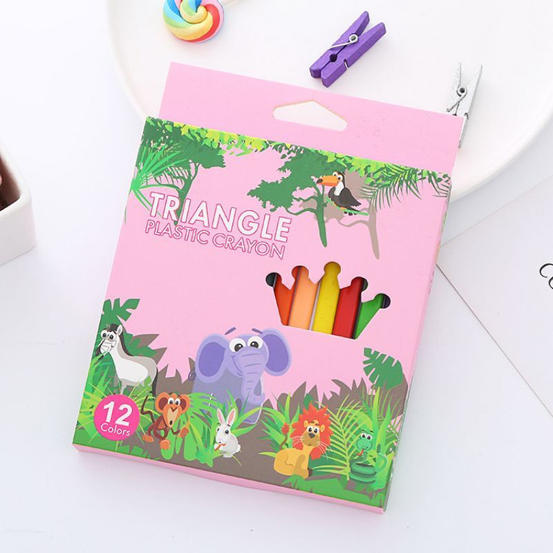 1 Juego de artículos de papelería lavables Lytwtw, dibujos animados, animales, frutas, material escolar, colores bonitos y encantadores, crayón para estudiantes: B-12Color