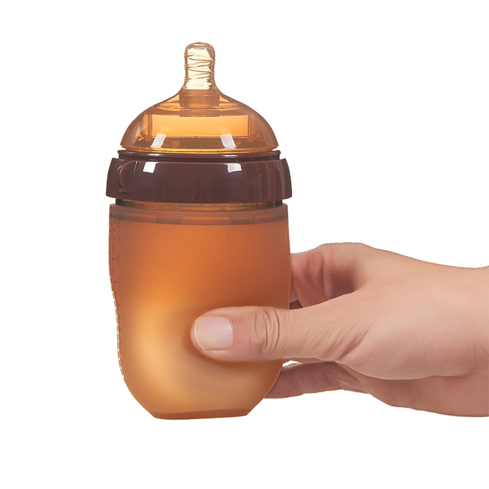 Baby Silicone Bottle 250ml food grade silicone Anti Colic Air Vent Wide Neck Natural Nursing Feeding Bottle for Baby Product