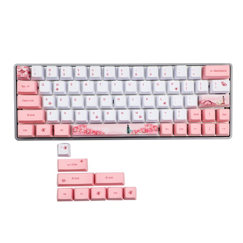 Sakura Dye-Sublimation Mechanical Keyboard Cute Keycaps PBT OEM Profile Keycap For GH60 GK61 GK64 Keyboard