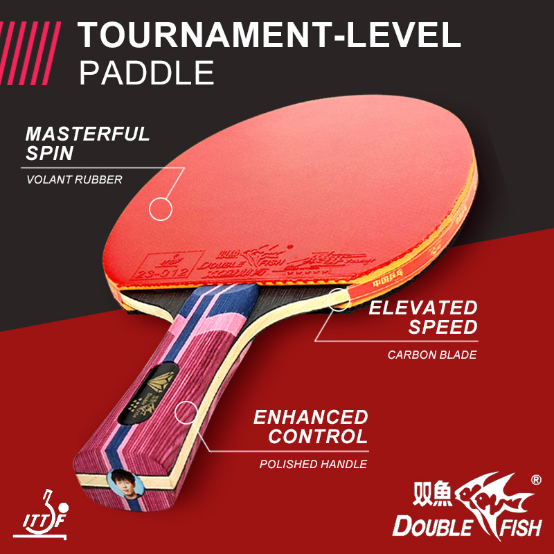 DUBBELE VIS Tafeltennisracket Diamond 7-sterren professionele pingpongracket Paddle 5 hout Carbon Bat Goede snelheid en controle