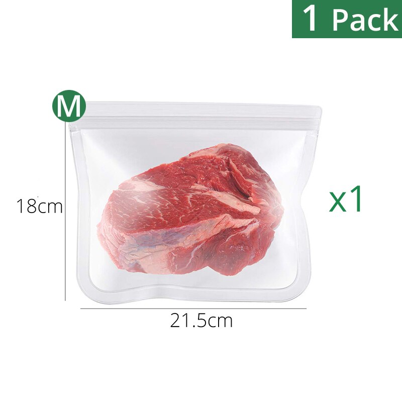 Food Storge Bags, Reusable Zero waste Airtight Seal Sandwich & Snacks & Fruit & Lunch Preservation Bags, Kitchen Tools: 1 x Middle