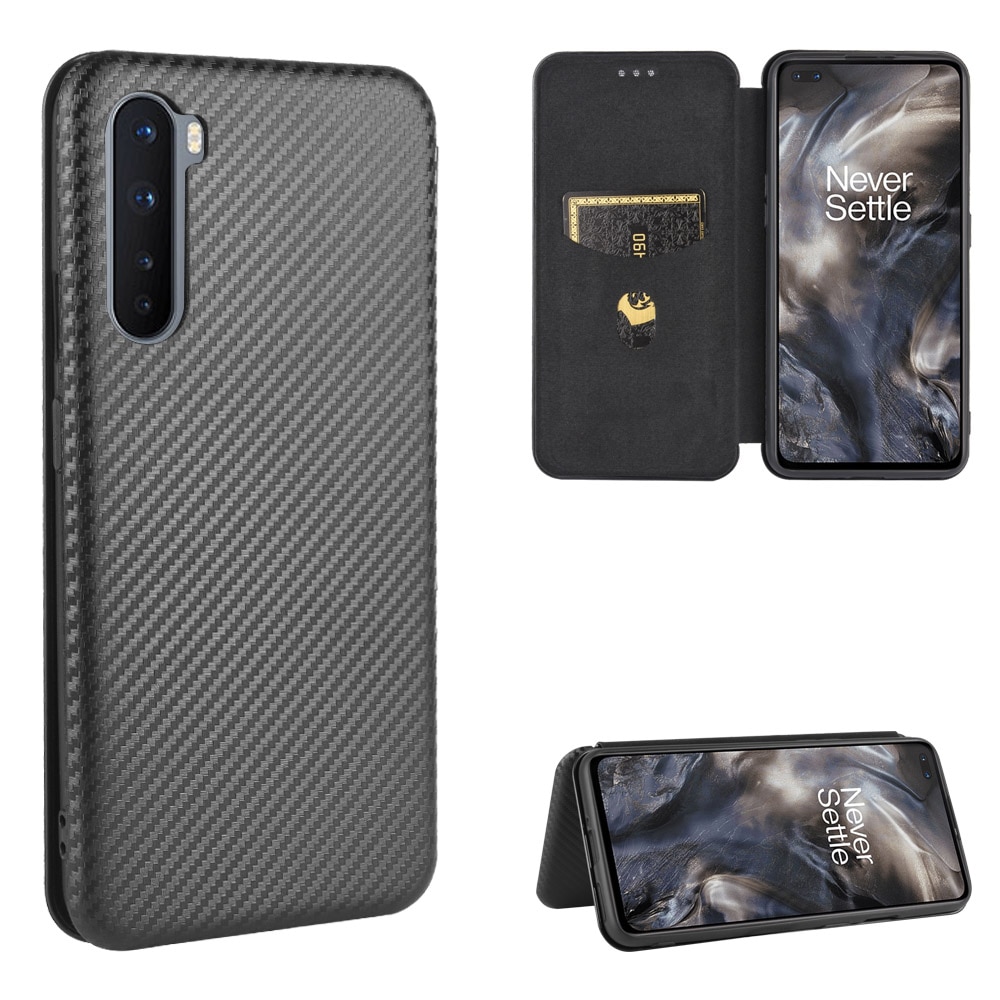 For OnePlus Nord Case One Plus Nord Case Carbon Fiber Flip Leather Case For OnePlus Nord OnePlus Z 1+Nord Case Cover 6.44''