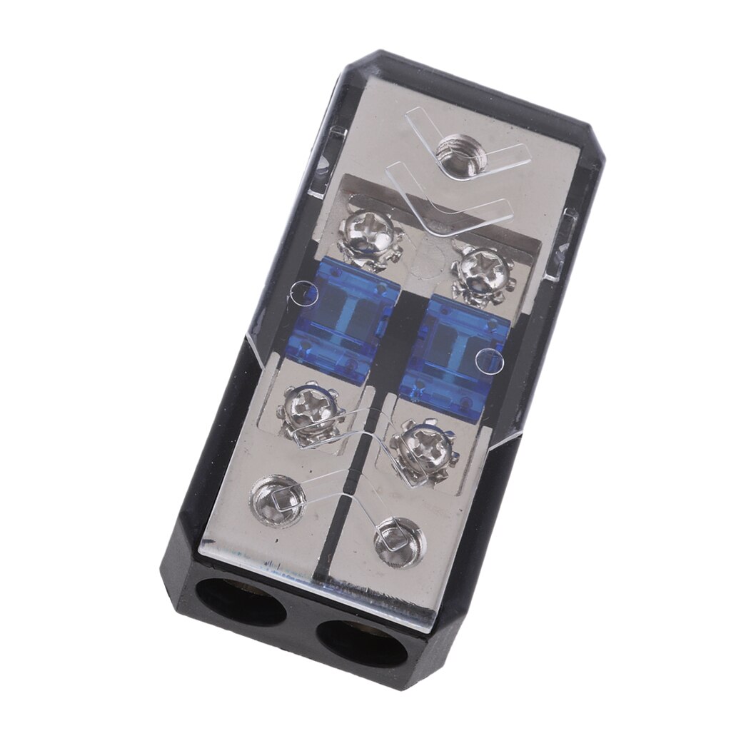 Bloque de Distribución de Energía acepta cables de calibre de 4/8 AWG, soporte de fusibles AGU 60A (2in 1out) fusibles en línea de alta potencia