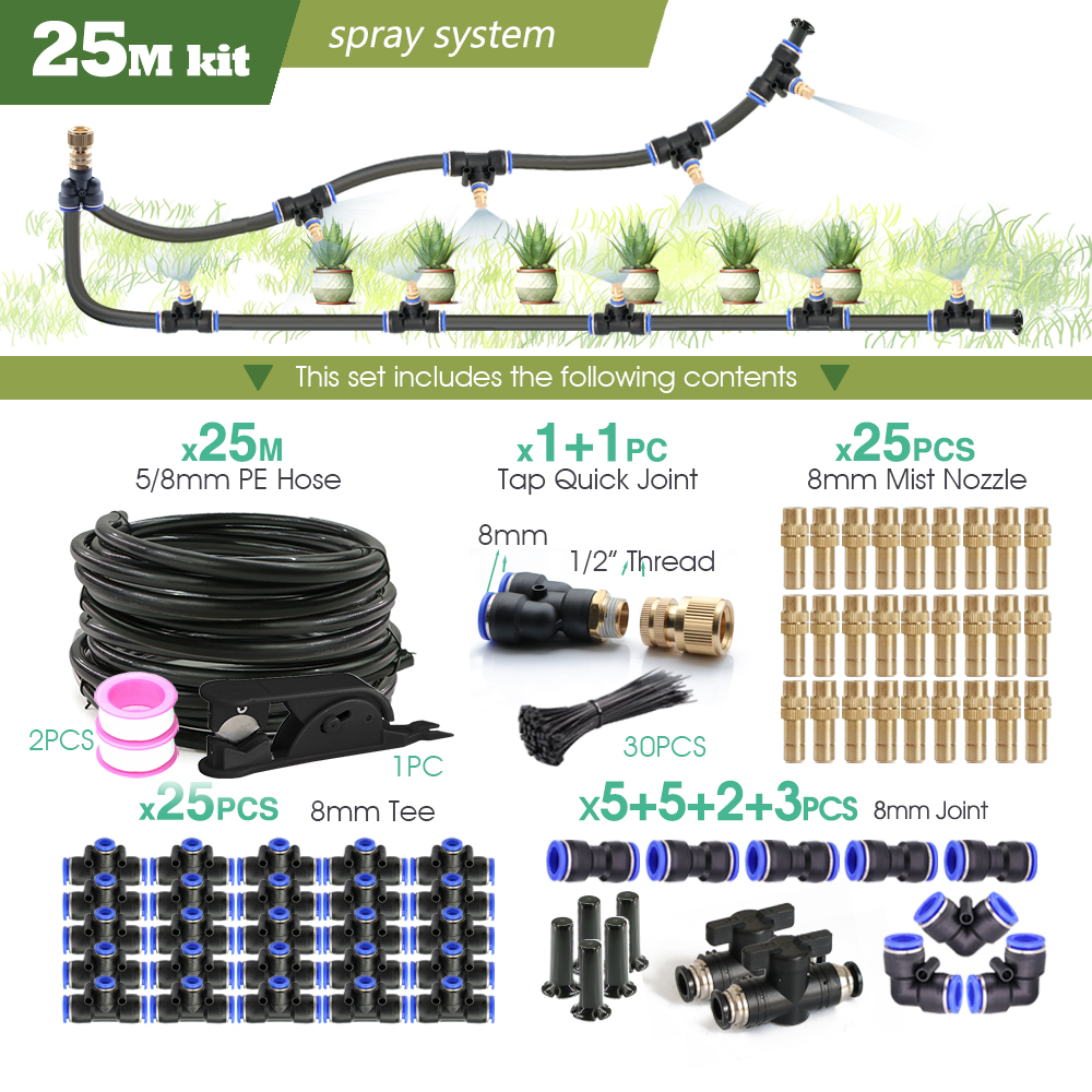 Outdoors Garden Adjustable Brass Nozzle Atomizer Kit 5/8mm Hose Nebulization Humidification Cooling Watering System Lawn Spray: Yellow