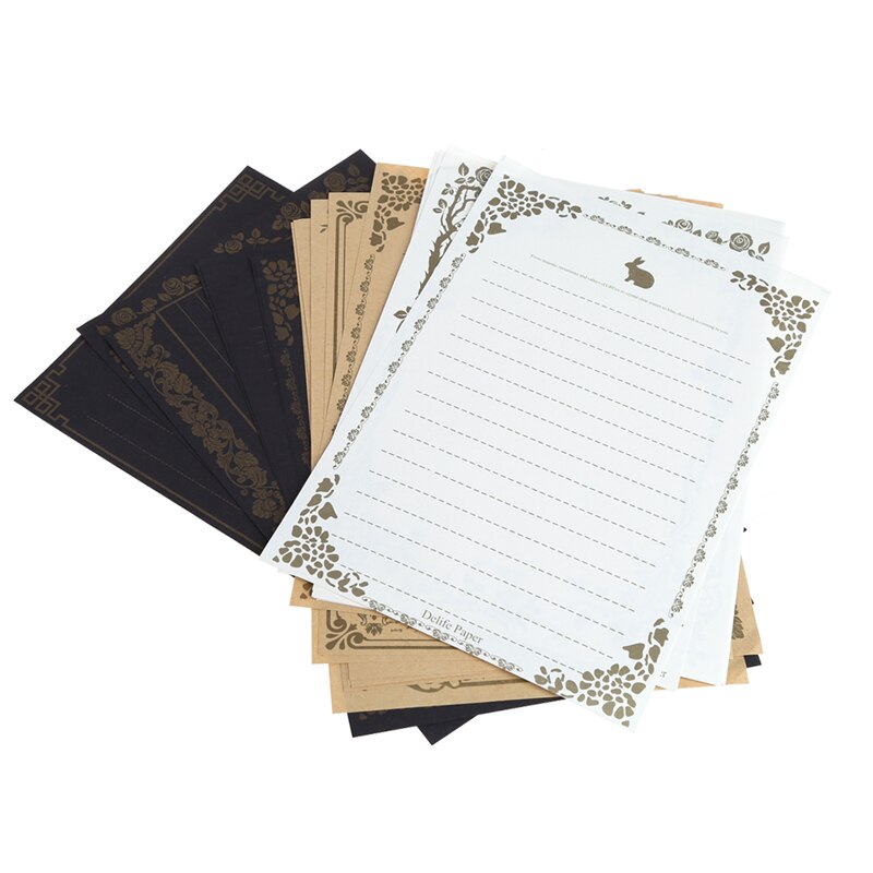 8 ark vintage retro skrivepapir papirblok notebrevsæt  g92e