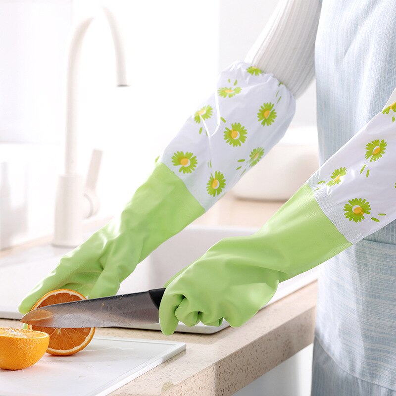 Daisy Kitchen Dishwashing Gloves Women Thick Latex Washing Clothes Waterproof Plastic Housework Durable Dishwashing Gloves