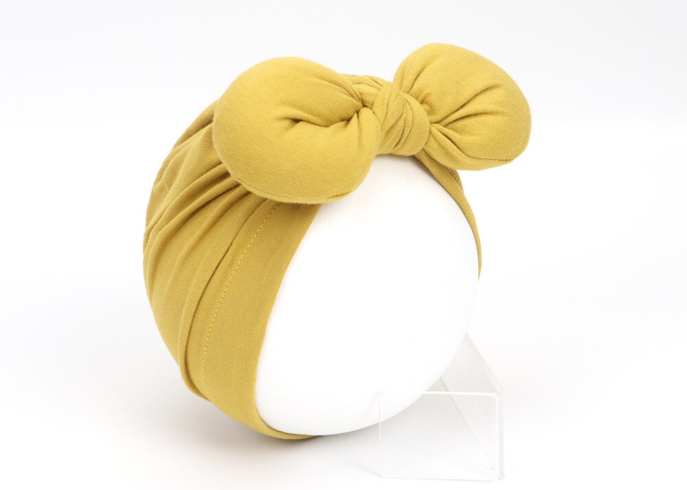Baby Meisje Hoeden Baby Puur Katoen Strik Caps Kinderen Zachte Tulband Kids Headwrap Effen Kleur Mutsen Haaraccessoires: 16