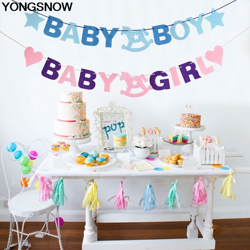 1 sett stoff rosa blå baby shower girlander bunting banner gutt jente baby dåp barn barn bursdagsfest dekorative forsyninger