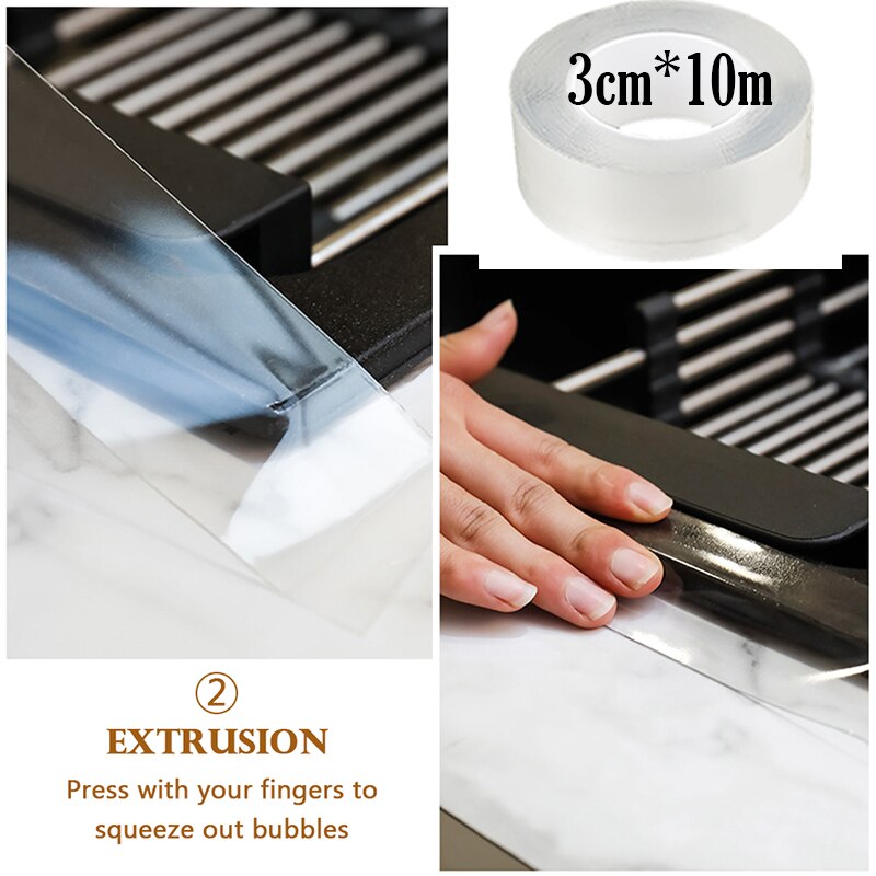 Shower Door Bottom Seal Water Barrier Strip Water Blocker Barrier Floor Partition Strips Clean Tool Mildew Proof Waterproof Tape: 3cm x 10M