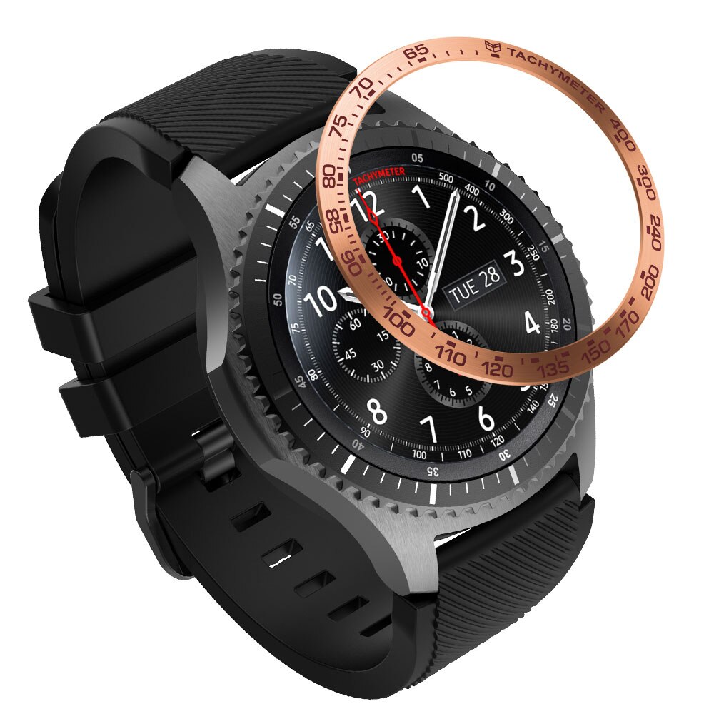 Cubierta de acero inoxidable para reloj inteligente Samsung Galaxy, 46MM, gear s3 frontier, anillo de bisel, cubierta adhesiva antiarañazos