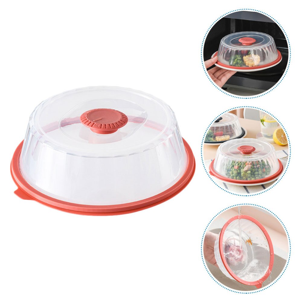1pc Microwave Oven Food Cover Practical Dish Cover Oil Prevention Cover: Red