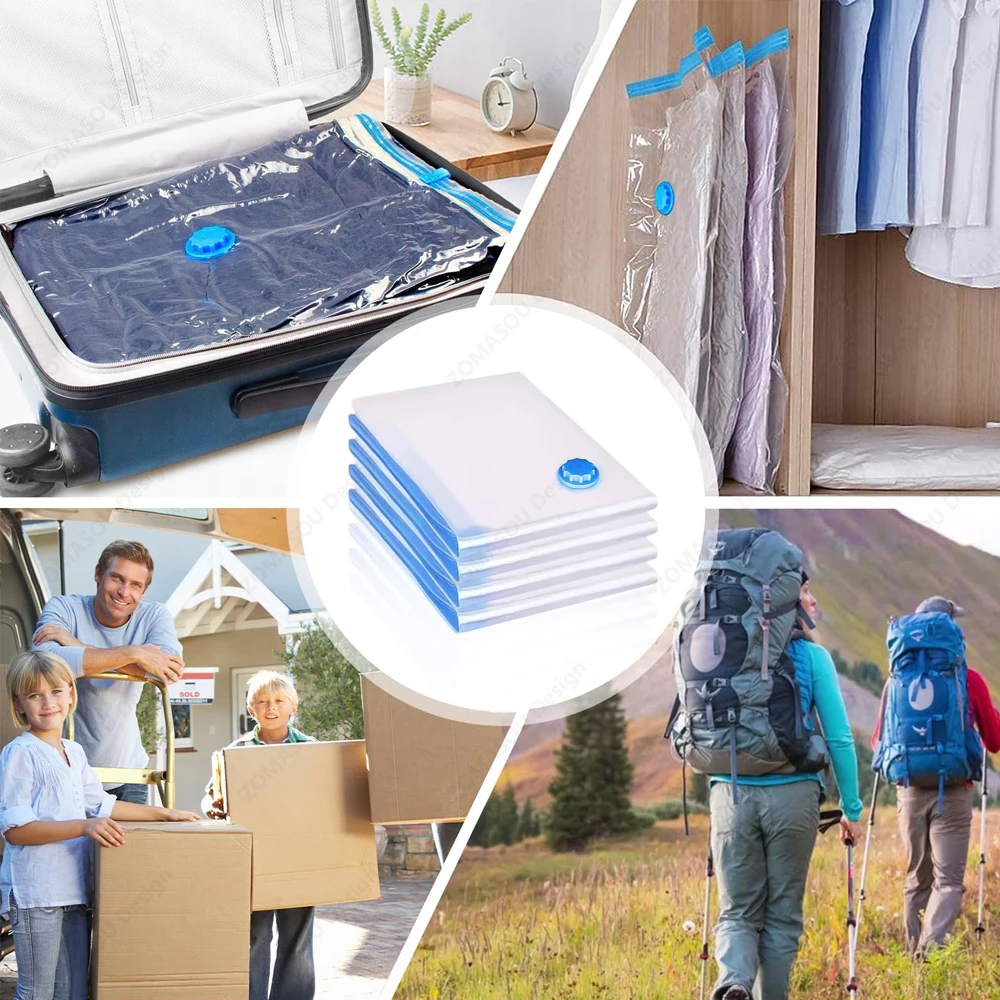 1-24Pcs Vacuum Storage Bags Vacuum Seal Bag Reusable Space Saving Bags Folding Compressed Organizer Bag For Clothes Bedding