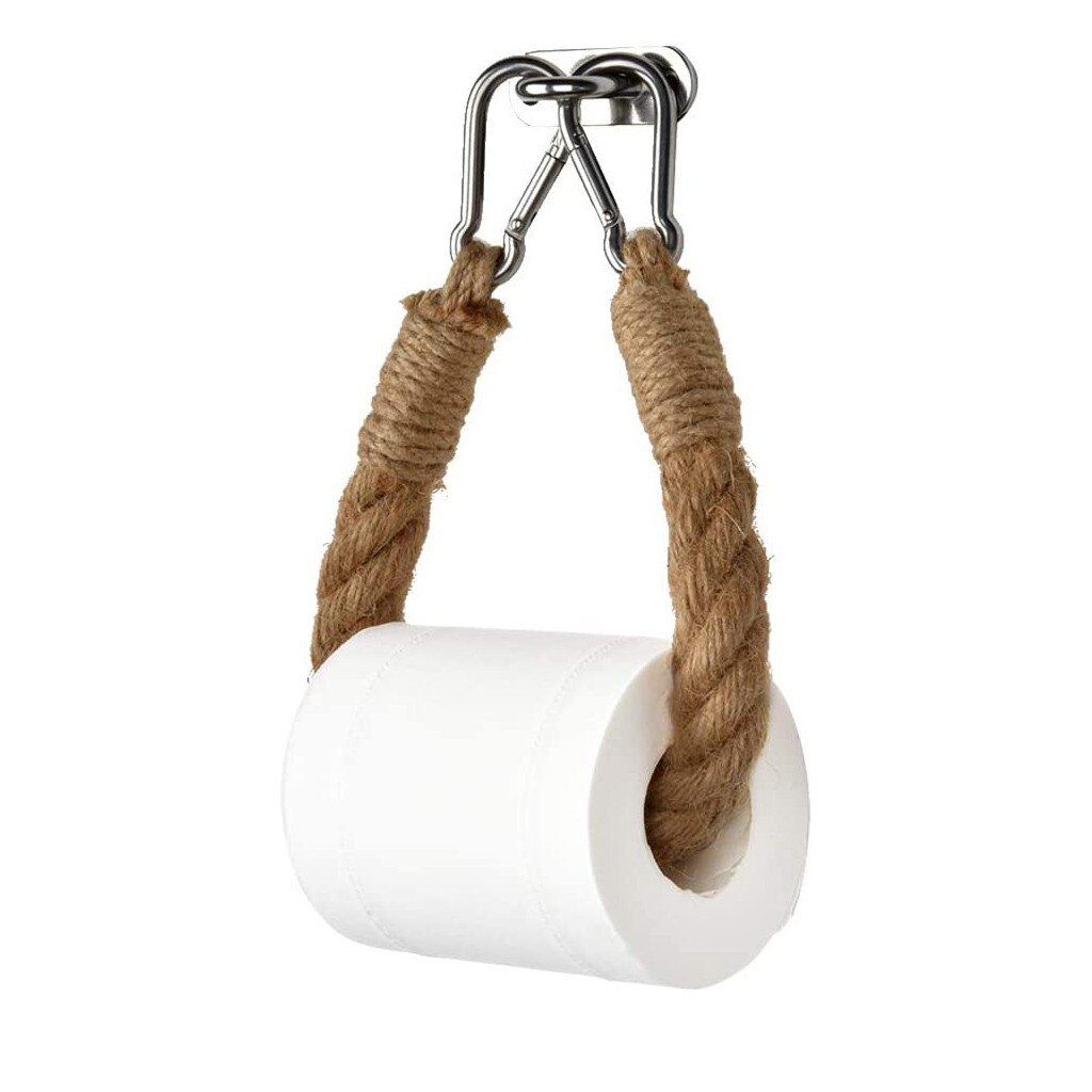 Hennep Touw Toiletpapier Handdoek Dispenser Houten Papierrol Houder Voor Badkamer Contact Papier Houder Huishouden Opbergrek # T1p: Default Title