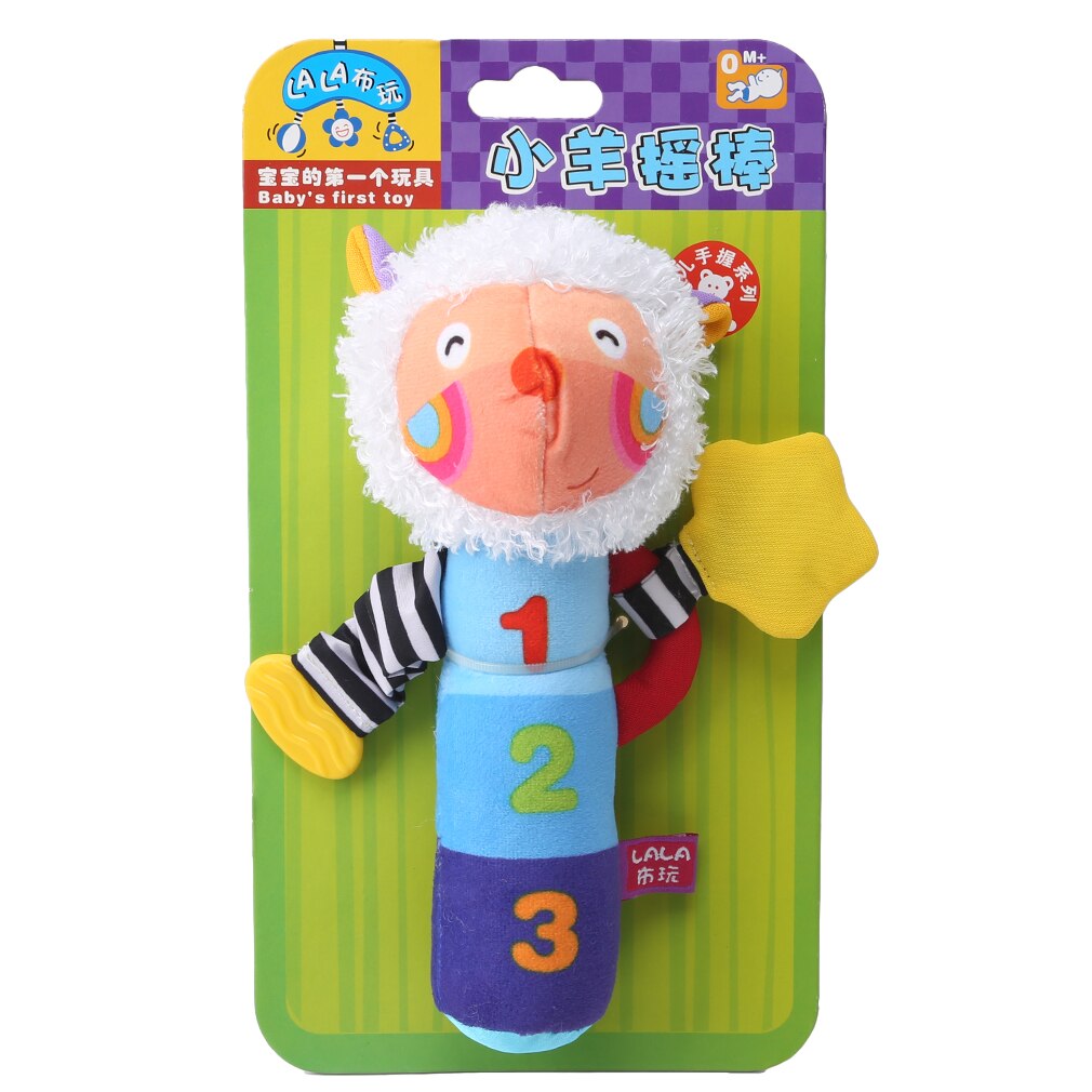 Carino Differenti Del Fumetto BB Animale Bastone Mano Campana di Crepitio Del bambino sonaglio cellulari Del bambino Molle Del bambino Giocattoli di Peluche per 0-12 mesi di