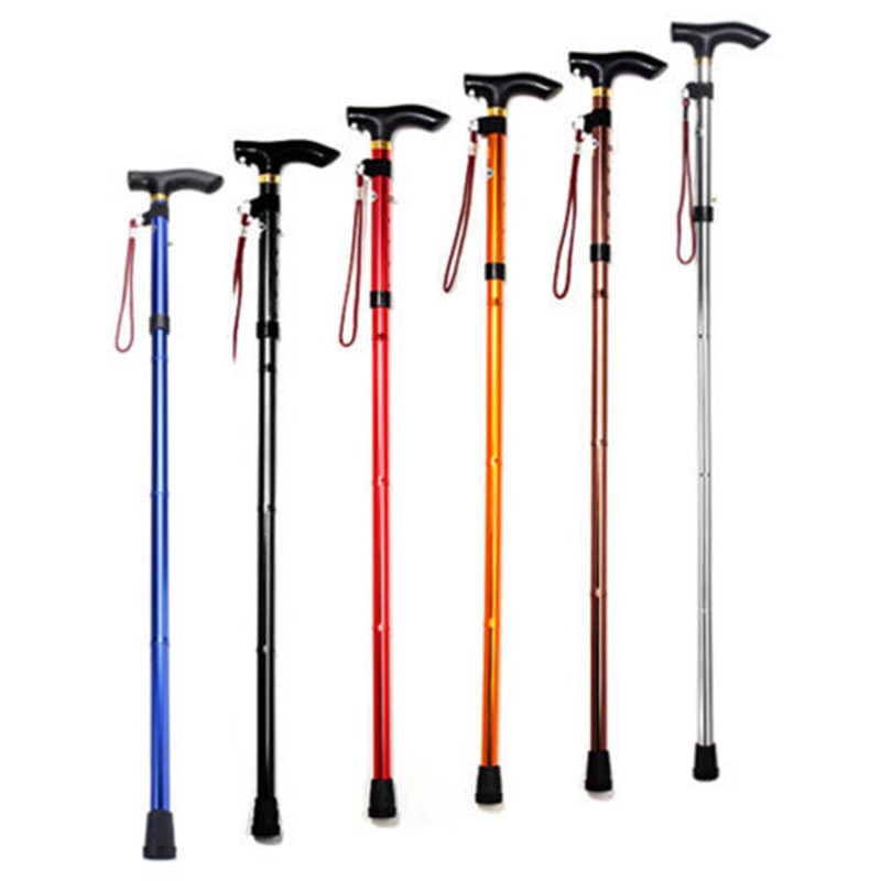 1PCS Portable Easy Folding Walking Stick Adjustable Aluminum Alloy Trekking Stick Mountaineering Hiking Telescopic Baton
