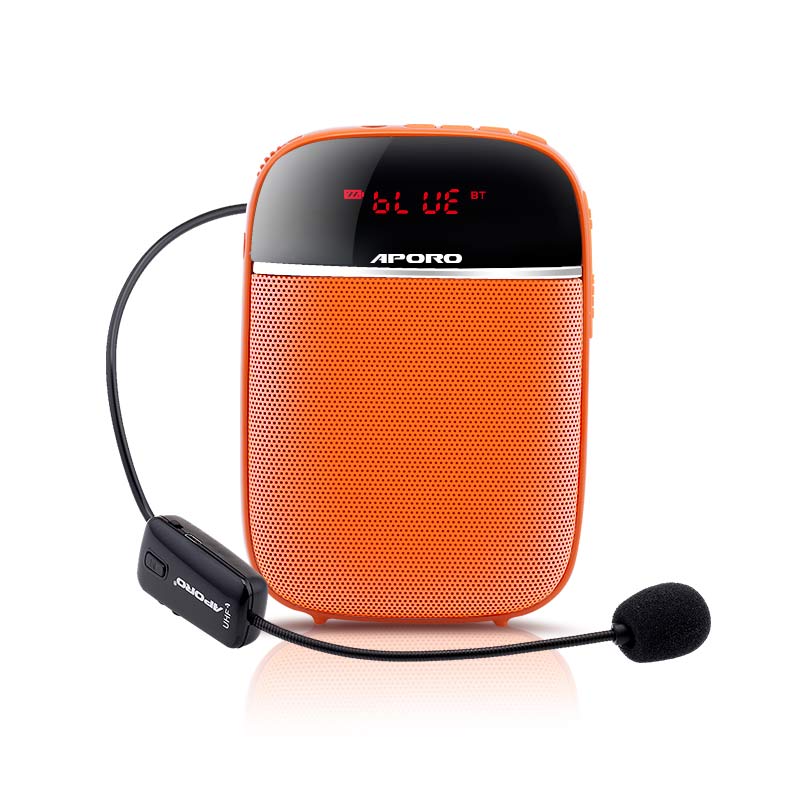 10w mini bluetooth stemmeforstærker uhf trådløs mikrofon til professor lærer foredrag møde bærbar megafon tf højttaler: Orange