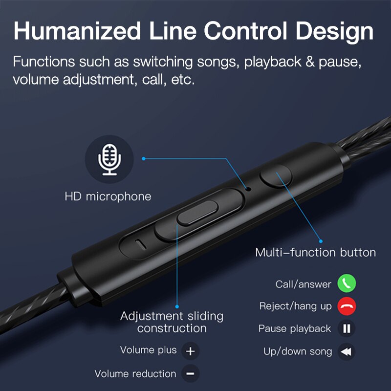 Eardeco oordopjes 3.5mm bedrade koptelefoons sport in-ear mobiele koptelefoon met microfoon bas oordopjes stereo headset voor xiaomi