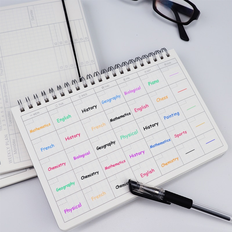 Daily Weekly Monthly Planner Spiral A5 Notebook Time Memo Planning Organizer Agenda School Office schedule Stationary