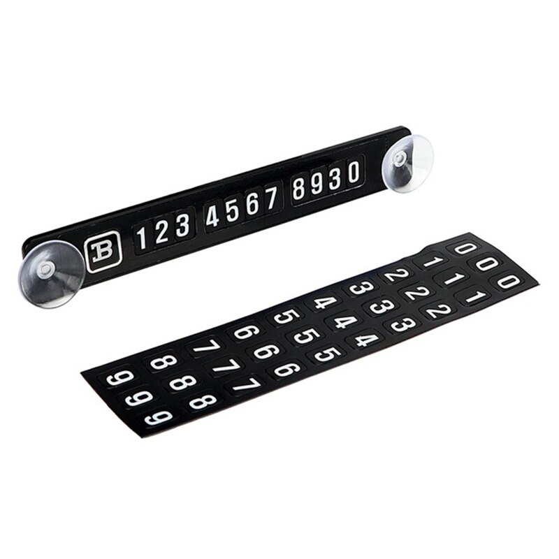 magnético para coche, tarjeta de estacionamiento temporal, etiqueta adhesiva para número de teléfono, placa de teléfono, marco de placa de coche: Black