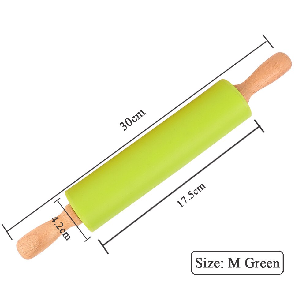 EPASUN Kleine Size non-stick Siliconen Fondant Rolling Pin Fondant Taart Deeg Roller Decorating Cake Roller Ambachten Bakken Tool: 5 M Green