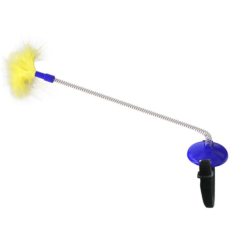 Juguetes para gatos que se montan en la cabeza, juguete para mascotas que se monta en la cabeza, de primavera y pluma, divertido palo para gato para interiores,