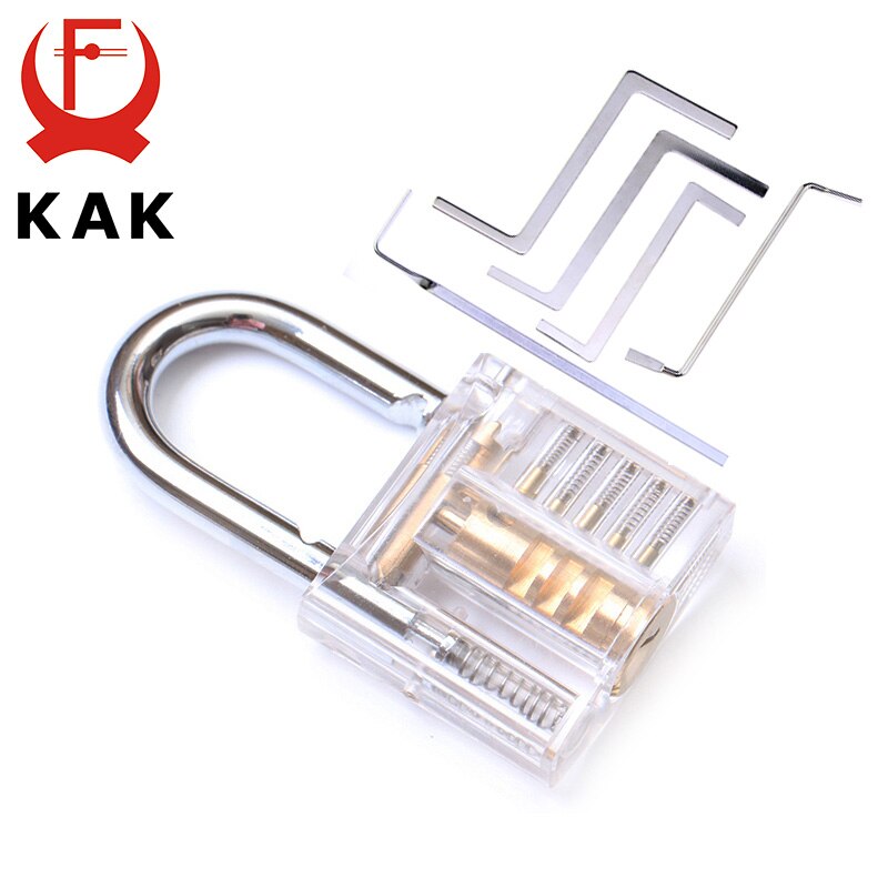 KAK Mini transparente Visible a corte práctica candado cerradura con roto clave eliminar gancho Extractor de cerrajero herramienta de la llave: White Set