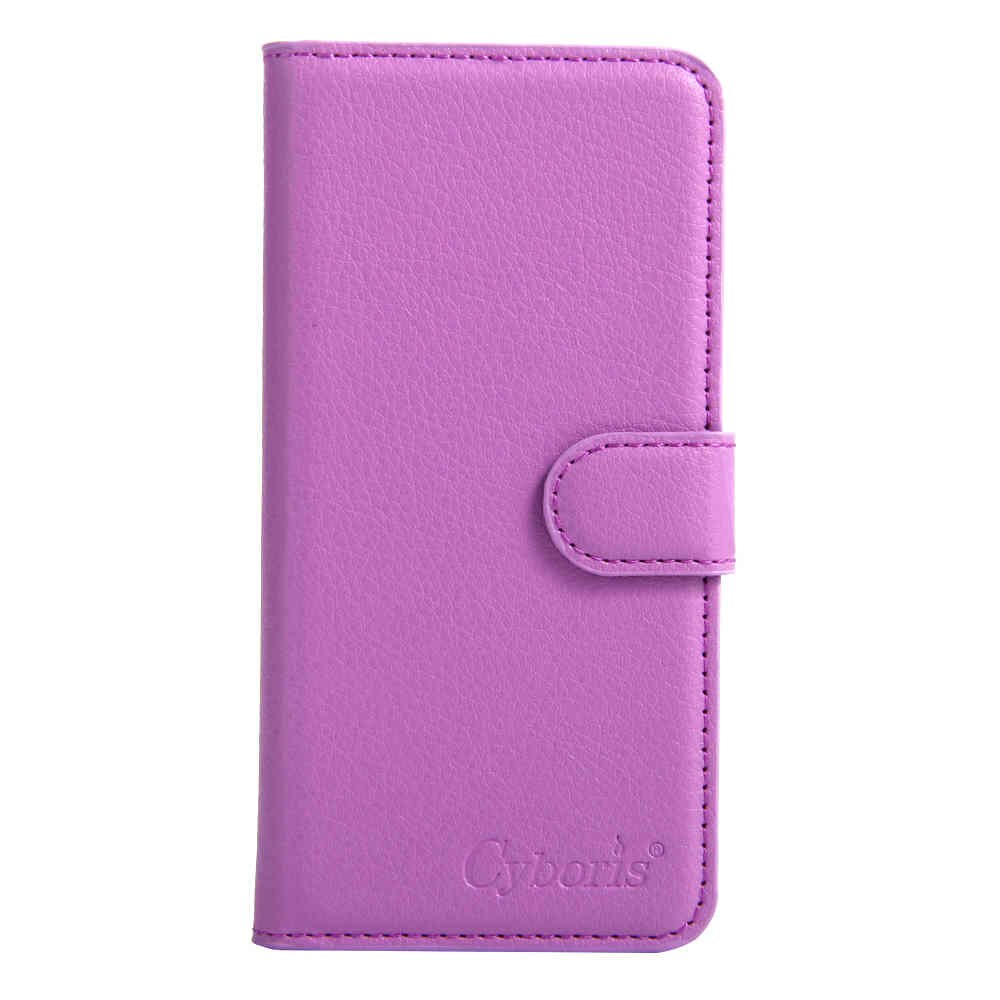 Funda para Motorola Droid Turbo 2 Cyboris para Moto X Force XT1585 XT1581 Flip Lichee Funda de cuero PU con tarjeta ranura para los titulares: Púrpura