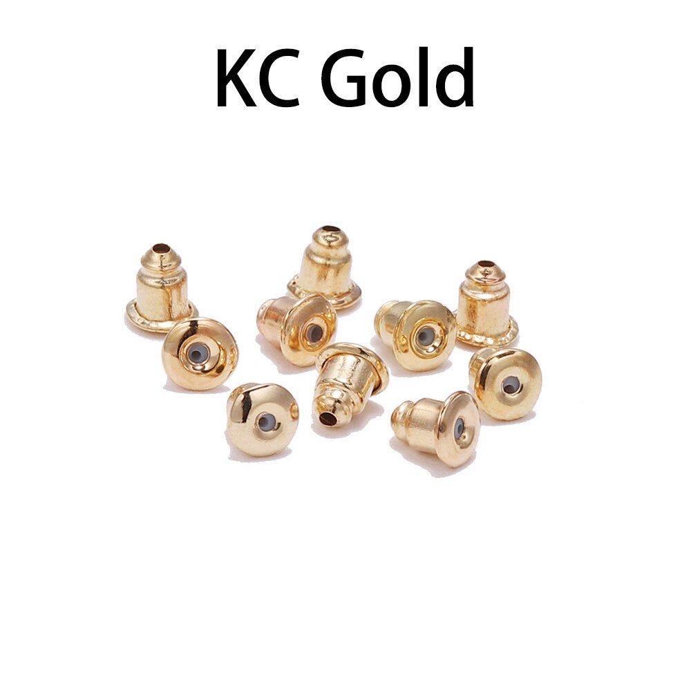 Size 5*6mm 50-200pcs/lot Gold Metal Caps Earring Studs Stopper Bullet Earring Back Plugging Blocked For Diy Jewelry Making: KC Gold 200Pcs