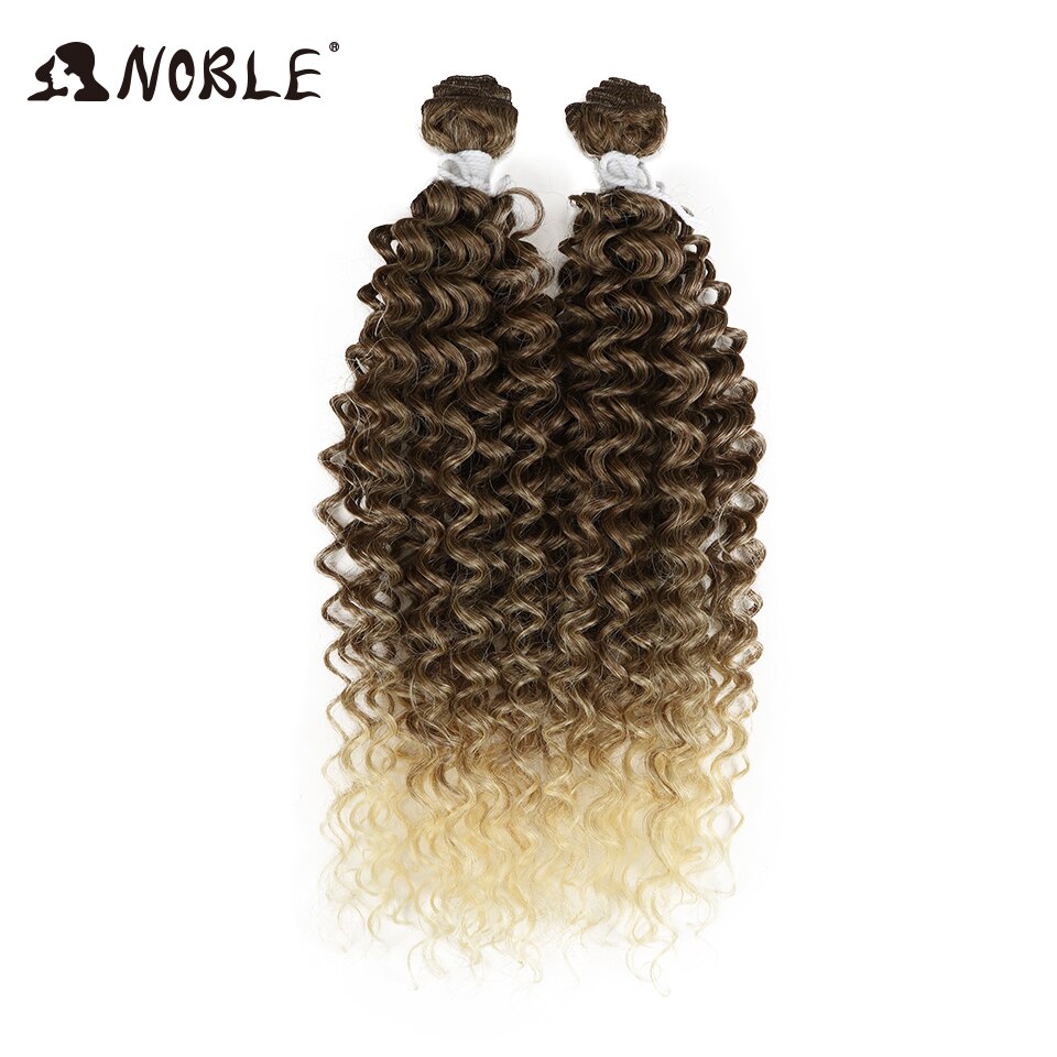 Noble Synthetisch Afro Kinky Krullend Haar Diepe Golf Haar Bundels Extensions Bruin Zachte Super Lang Haar Weave Haar Hittebestendige: T10-613