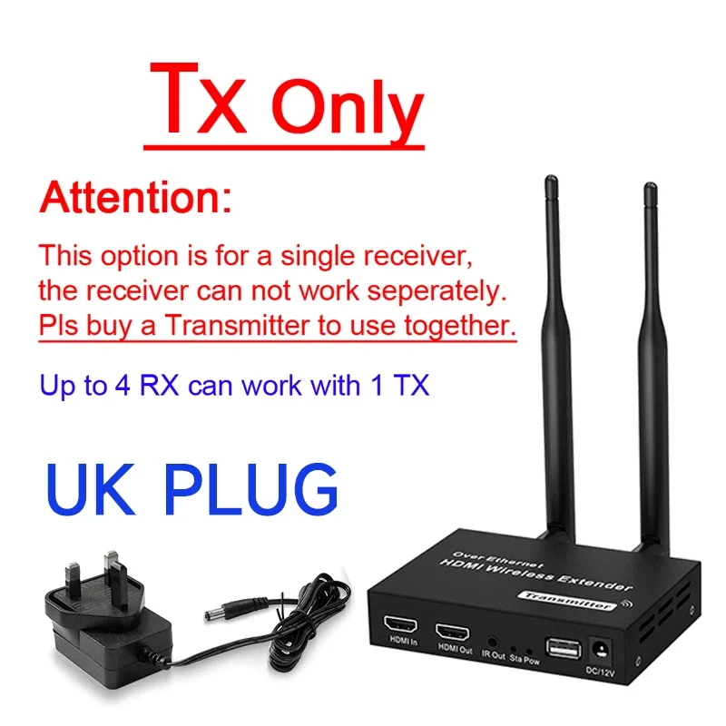 200m trådlösa videosändare/mottagare hdmi-förlängare tv-sticka skärmspegeladapter med ir kvm-loopout för pc-tv-projektor: Orange