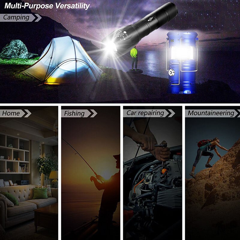 ZK20 LED Solar- Leistungsstarke Taschenlampen Tragbare Taschenlampe Wiederaufladbare Hand Lampe Camping Laterne Zelt Notfall Licht