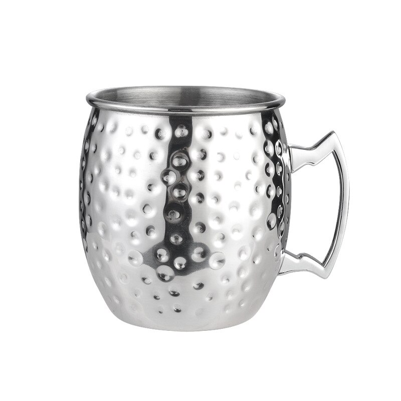 Taza de cobre de mula de moscú de 530ml, vaso de cerveza hecho a mano de acero inoxidable, copa de cóctel de vidrio, copa de vino, bebida fría, Bar: 06