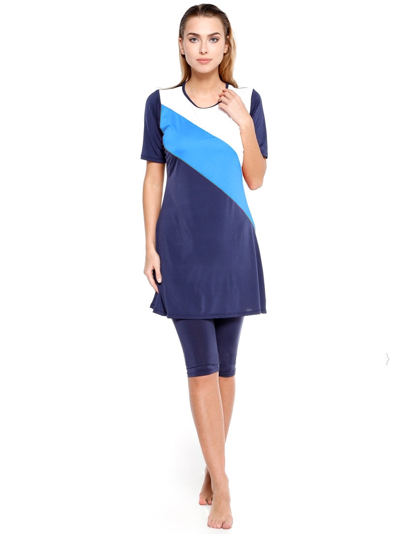 Maiô feminino muçulmano, roupa de banho moderna para mulheres, manga curta