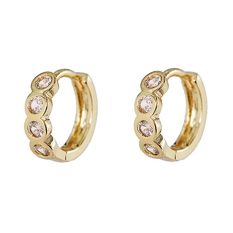 ZHINI Gold Ear Clip Small Earrings for Women Luxury Crystal Zircon Stud Earring ar Cuff Jewelry Party: D63116