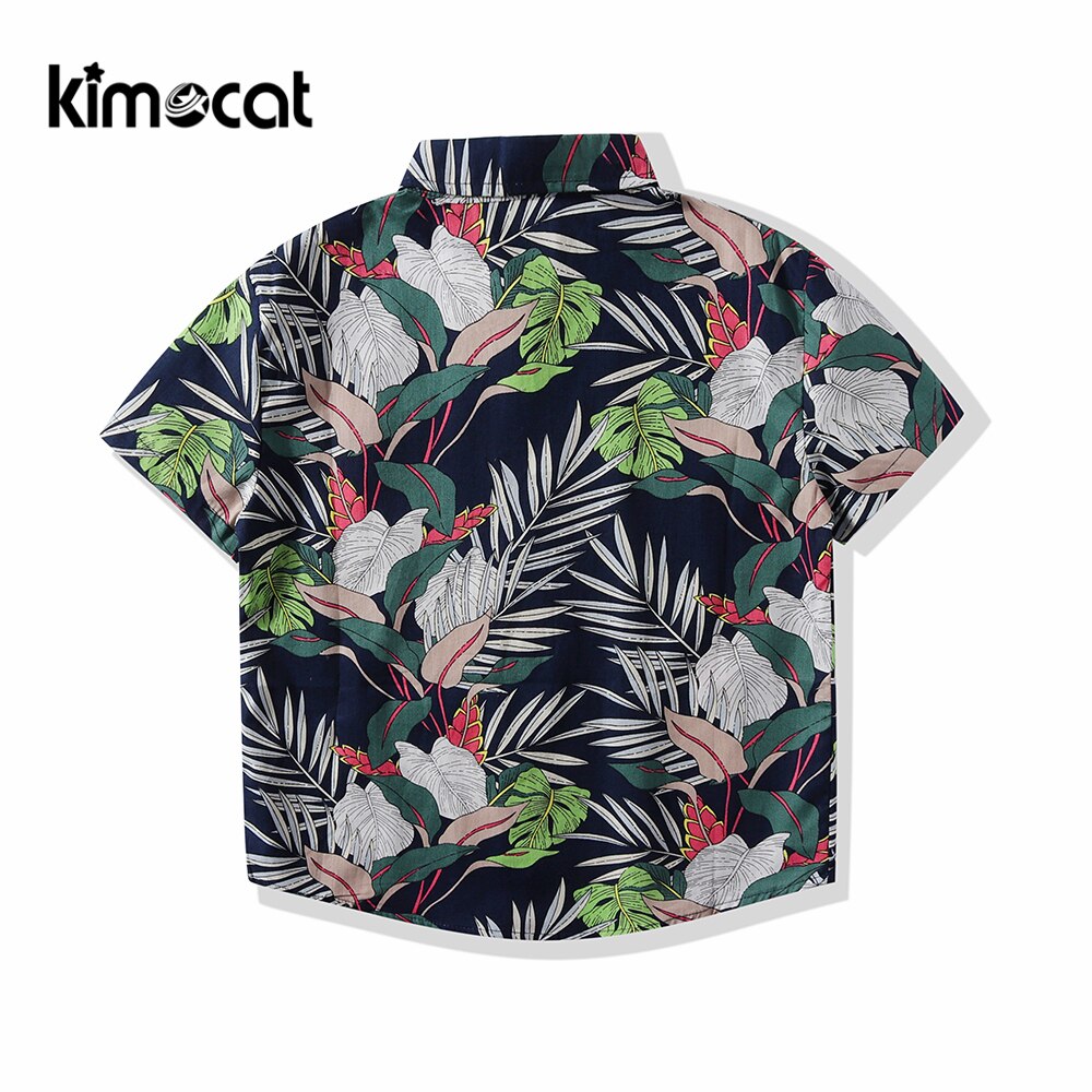 Kimocat baby dreng tøj dreng kortærmet blomster skjorte dreng skjorter til børn hawaiisk stil kid strandtøj skjorte afslappet dreng top