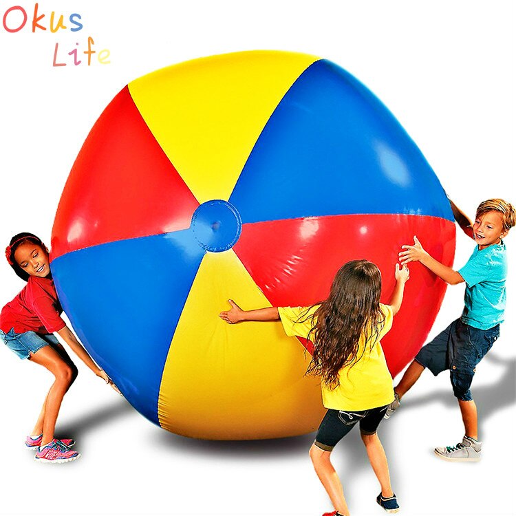 80 cm/100 cm Giant Opblaasbare Strand Bal Grote Drie-Kleur Verdikte PVC Water Volleybal Voetbal Outdoor party Kids Speelgoed