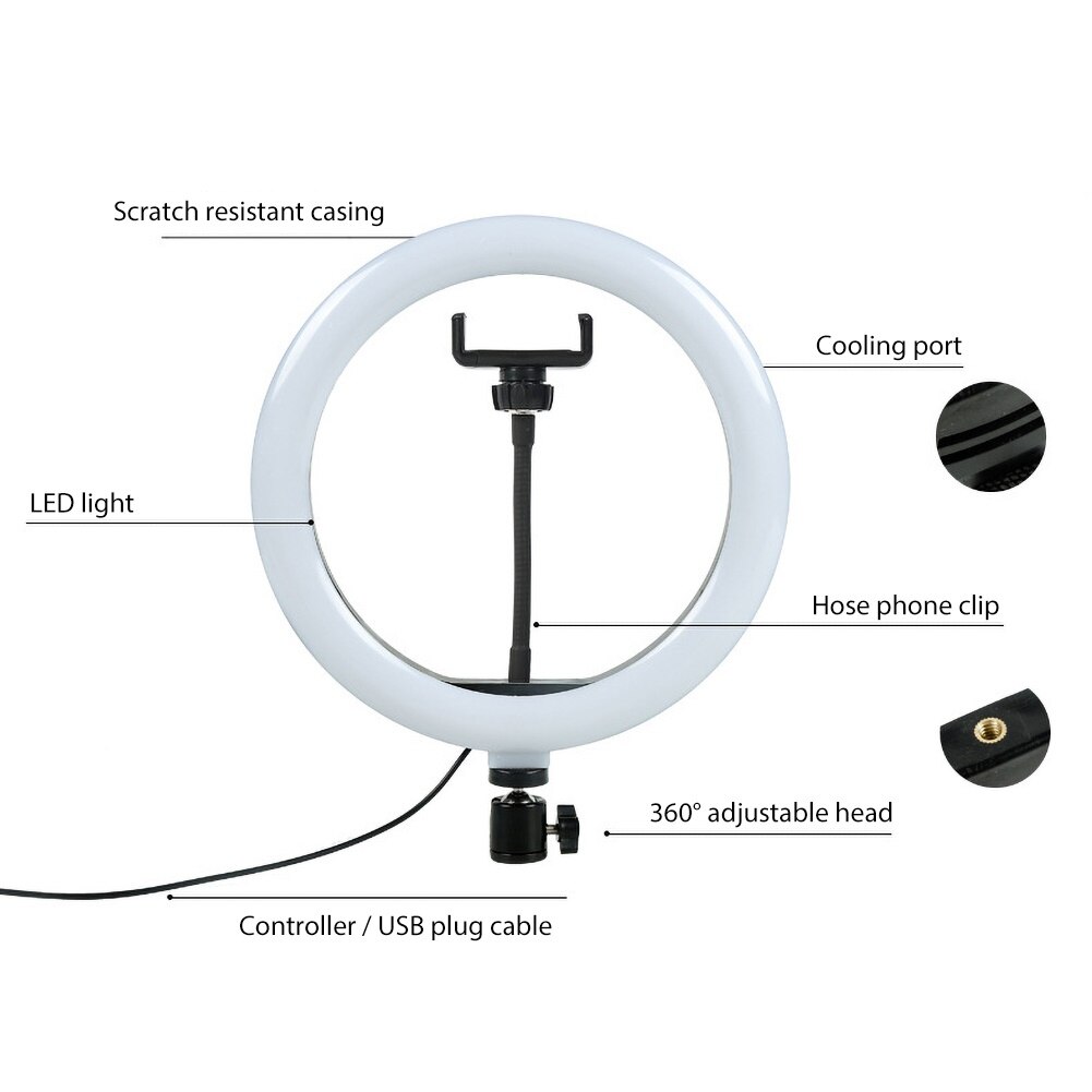 A fotografia do telefone da câmera de 26cm conduziu a lâmpada de preenchimento usb da luz do anel para a composição de selfie