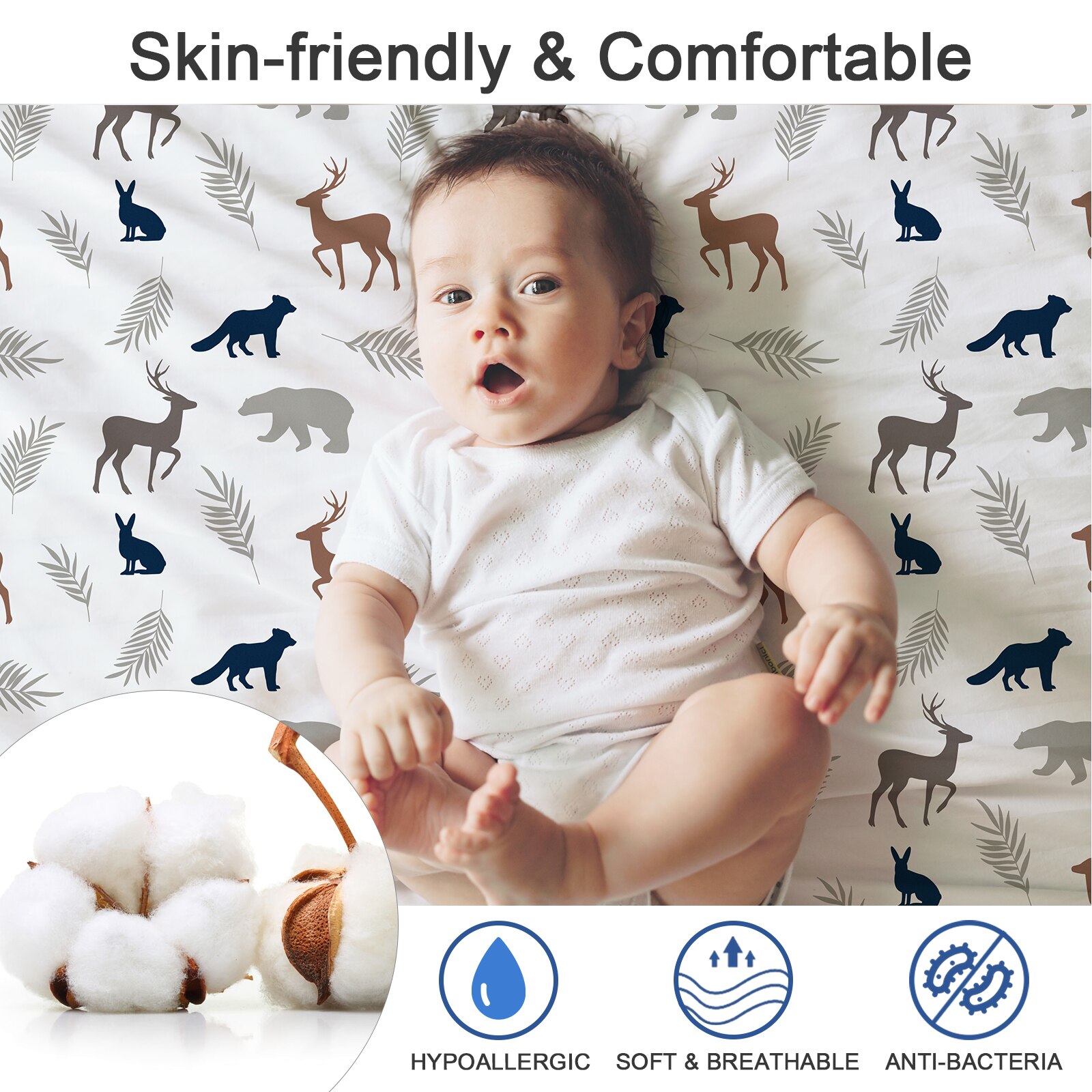 Baby-korbwiege Blatt einstellen-3 Pack Ultra Weiche dehnbar Wiege Blätter, passen für Stubenwagen Matratze Pad Abdeckung, unisex Jungen &Ampere; Mädchen
