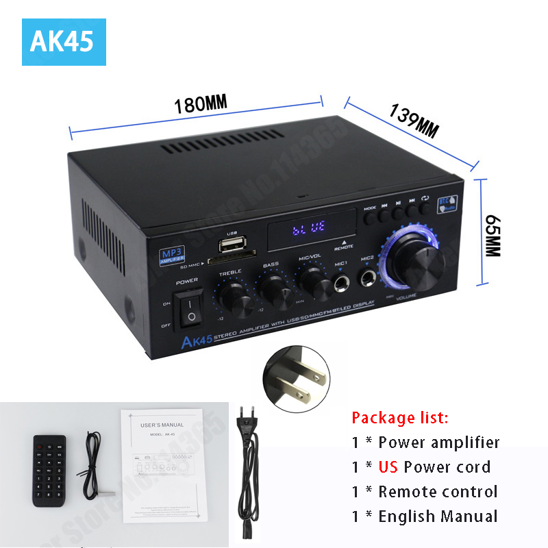 G919H AK45 Bluetooth 5.0 Amplificatore Audio 2.0CH Amplificatori di potenza Subwoofer Ciao-Fi Amplificatore Audio Amplificatore stereo Ricevitore FM USB: bianca