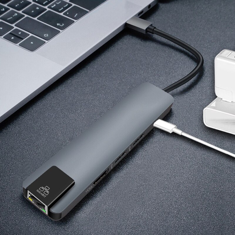 Usb cタイプcハブusb 3.0 hdmi pd充電RJ45 gigabit ethernetアダプタタイプc 5で1用pro mac os