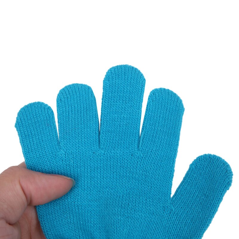 Guantes de invierno bonitos para bebés, niños y niñas, guantes elásticos de punto de dedo de Color sólido