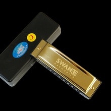 SWAN Bruce harmonica 2D tone 10 Gat 2D tone koper riet plaat & cover plaat gouden vierkante harmonica (plastic doos)