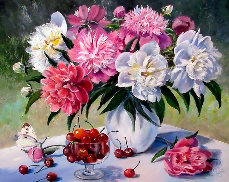 EverShine, Kits de imágenes por números de flores, dibujo pintado a mano, lienzo de peonía, arte de pared, decoración del hogar: SZES-355