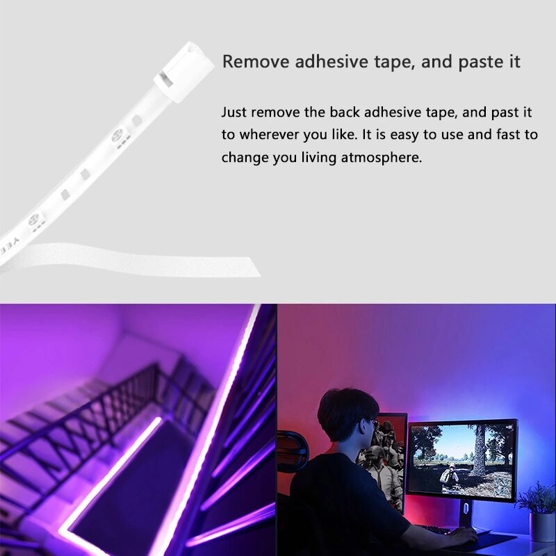 Xiaomi Yeelight Smart Light Strip 1m Extendable LED RGB Color Strip Lights Work with Alexa Google Assistant Mi Home Automation